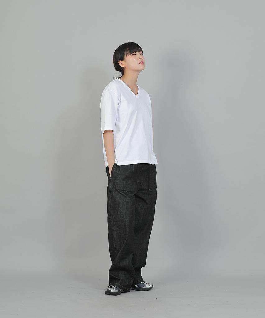 SAINTCREW Pocketless Work Elastic Waist Wide Pants Eww-385 Denim Black