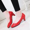 Women New Luxury Middle Heel Shoes Black Round Toe Thick Heel High Heel Shoes Etiquette Work Women Casual Shoes High Heels