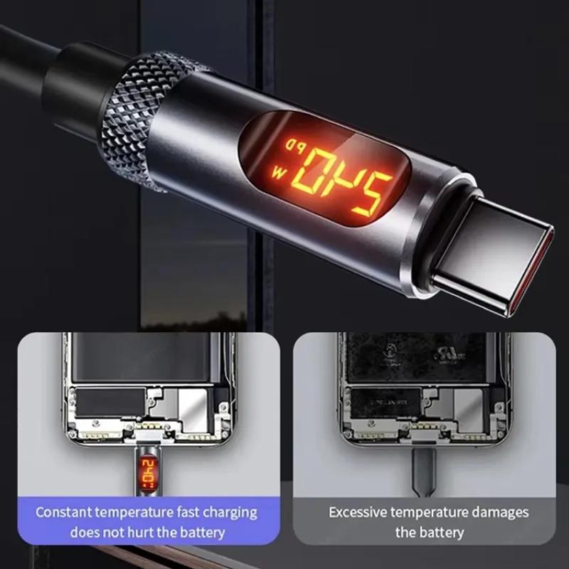 240W Max Digital Display Fast Charge Cable with Aluminum Alloy Case, 480Mbps, Type-C To Type-C for 17 16 15 Pro Max