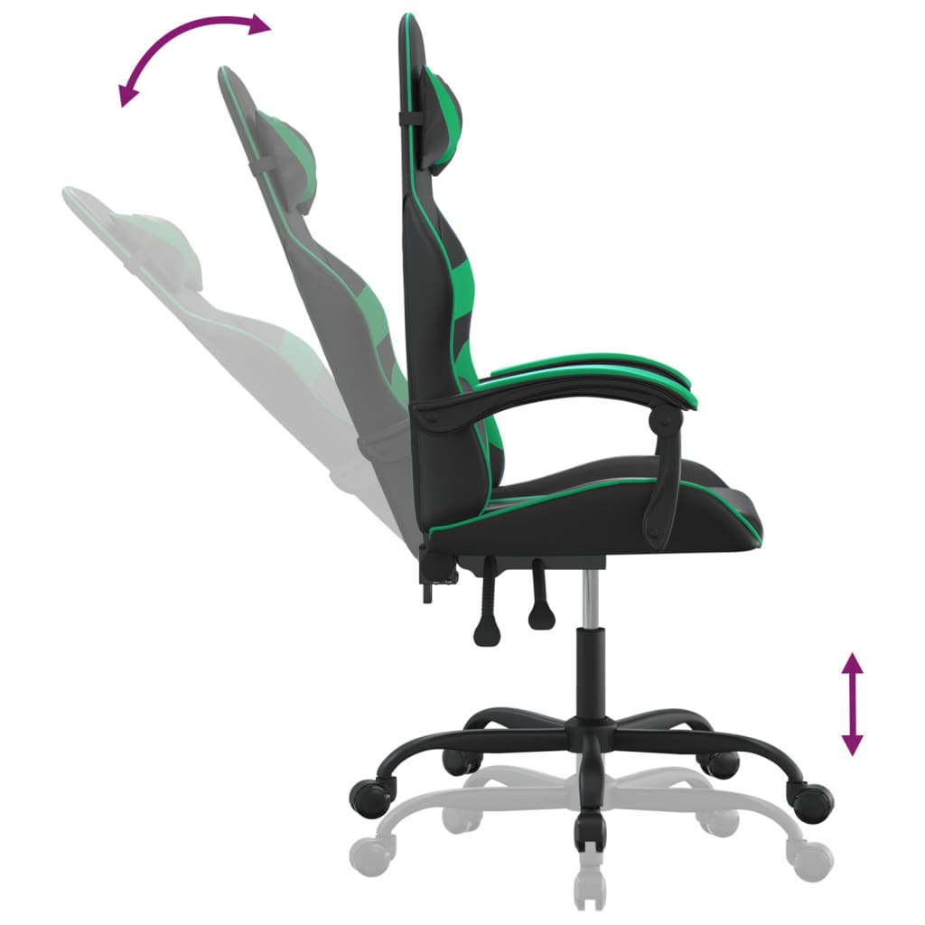 Gaming Chair Black and Green Synthetic Leather