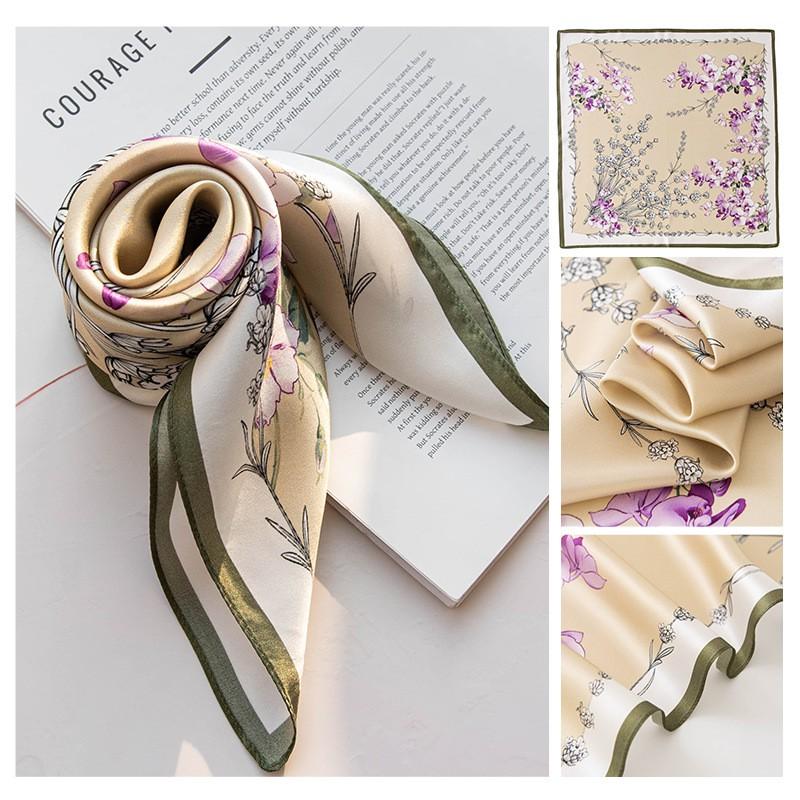 Mulberry Silk Printed Scarf 70cm Soft Skin-Friendly Shawl Women Fashion