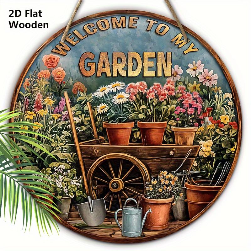 

Винтажная деревянная приветственная табличка с узором «Садовый бонсай» - Уникальная круглая табличка для входной двери, стены, подвесной декор для крыльца - Идеальное домашнее подвесное украшение 20cm/7.87in коричневый