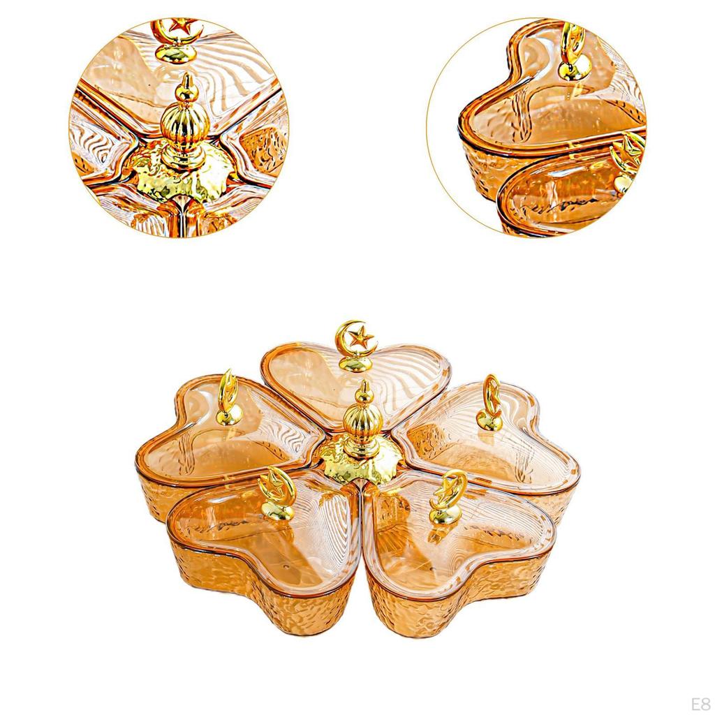Divided Rotating Serving Tray 5 Compartments Multifunctional Organizer with Lid Appetizer for