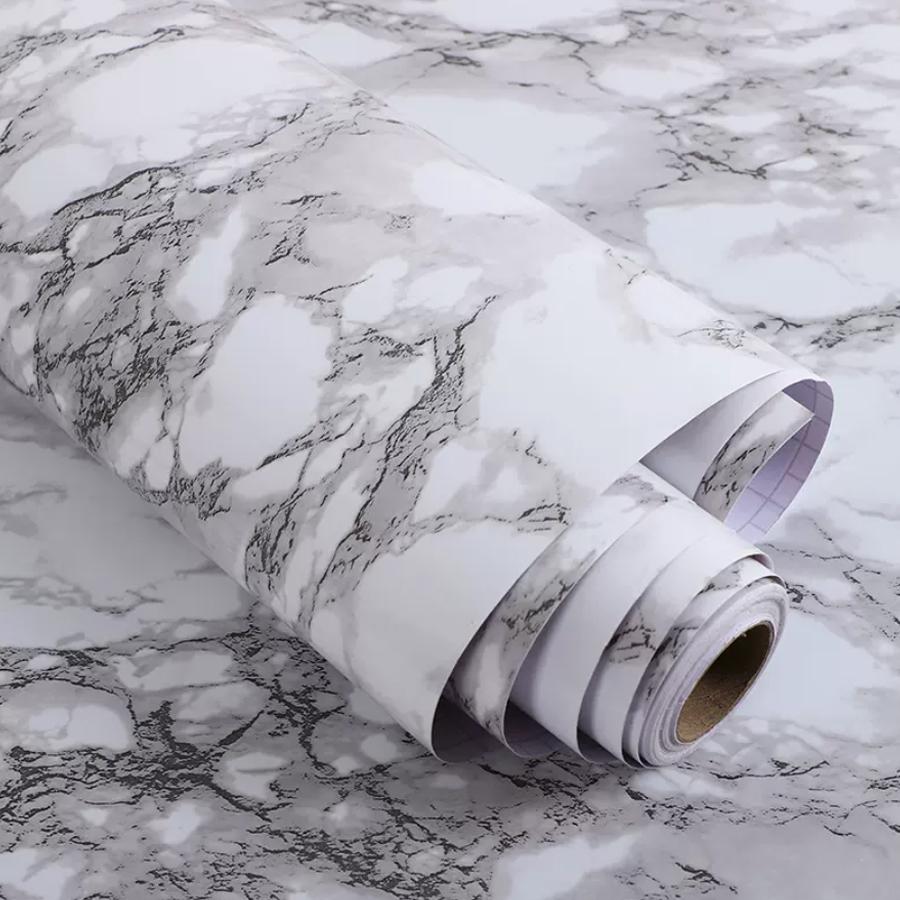 PVC Self-Adhesive Marble Wallpaper Kitchen Tile Stove Waterproof Oilproof Stickers Furniture Desktop Countertop Protective Film