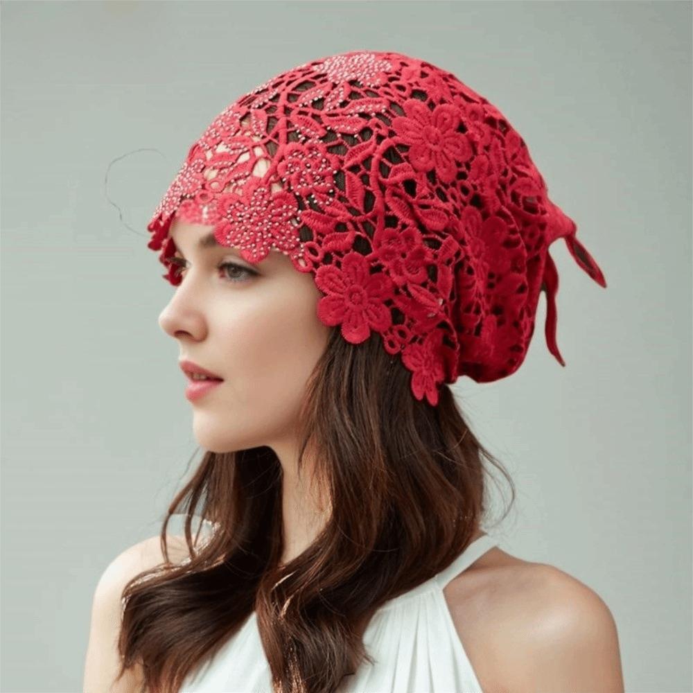 Flower Knit Beanies Single Layer Weave Cap Retro Crochet Hollow Knitted Hat  Outdoor