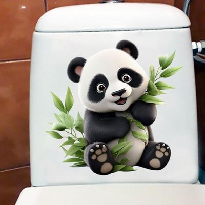 Sevimli Panda Tuvalet Oturağı Çıkartmaları Kendinden Yapışkanlı Hayvan Çıkartmaları Tuvalet Banyo Dekorasyonu Su Geçirmez Çıkartma