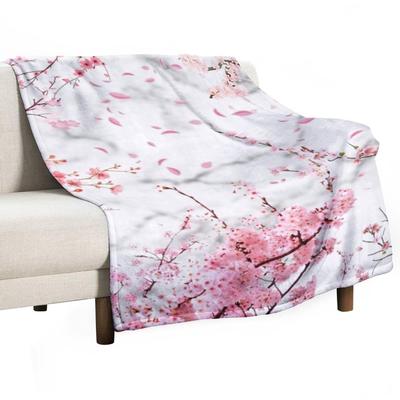 Wunderschöne Sakura-Blüte in Rosa Überwurfdecke für den Winter Weiche Große Zottelige Sofadecken