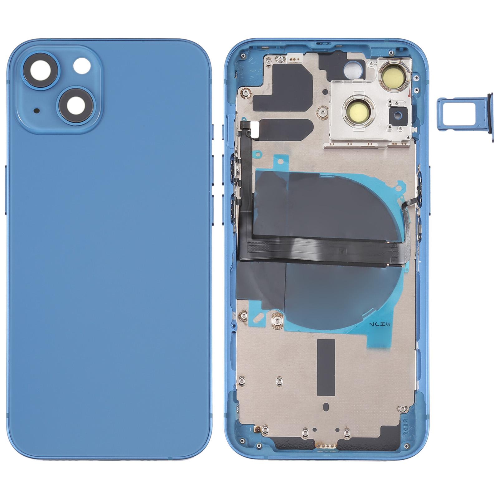 

For iPhone 13 6.1 inch Back Housing Cover Repair Kit (with Side Keys+Card Tray+Power+Volume Flex Cable+Wireless Charging Module) Blue