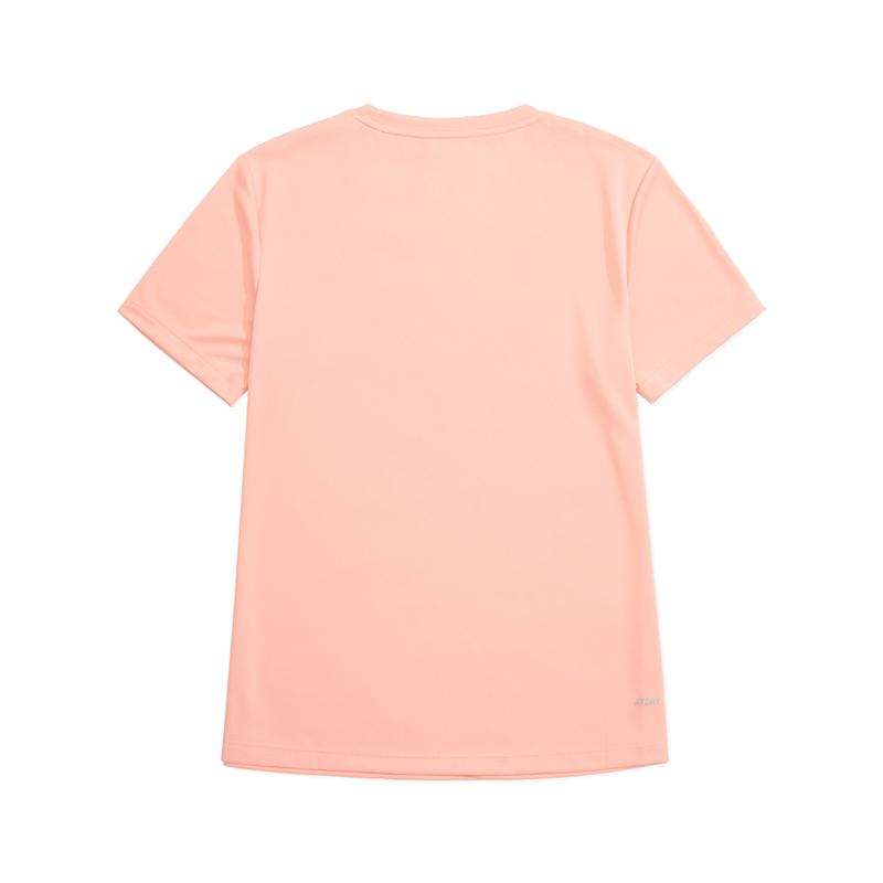 Li Ning Sports Lifestyle Series Solid Color Round Neck Comfortable Versatile Breathable Short Sleeve T-Shirt Women T-Shirts Pink ATSU872-3