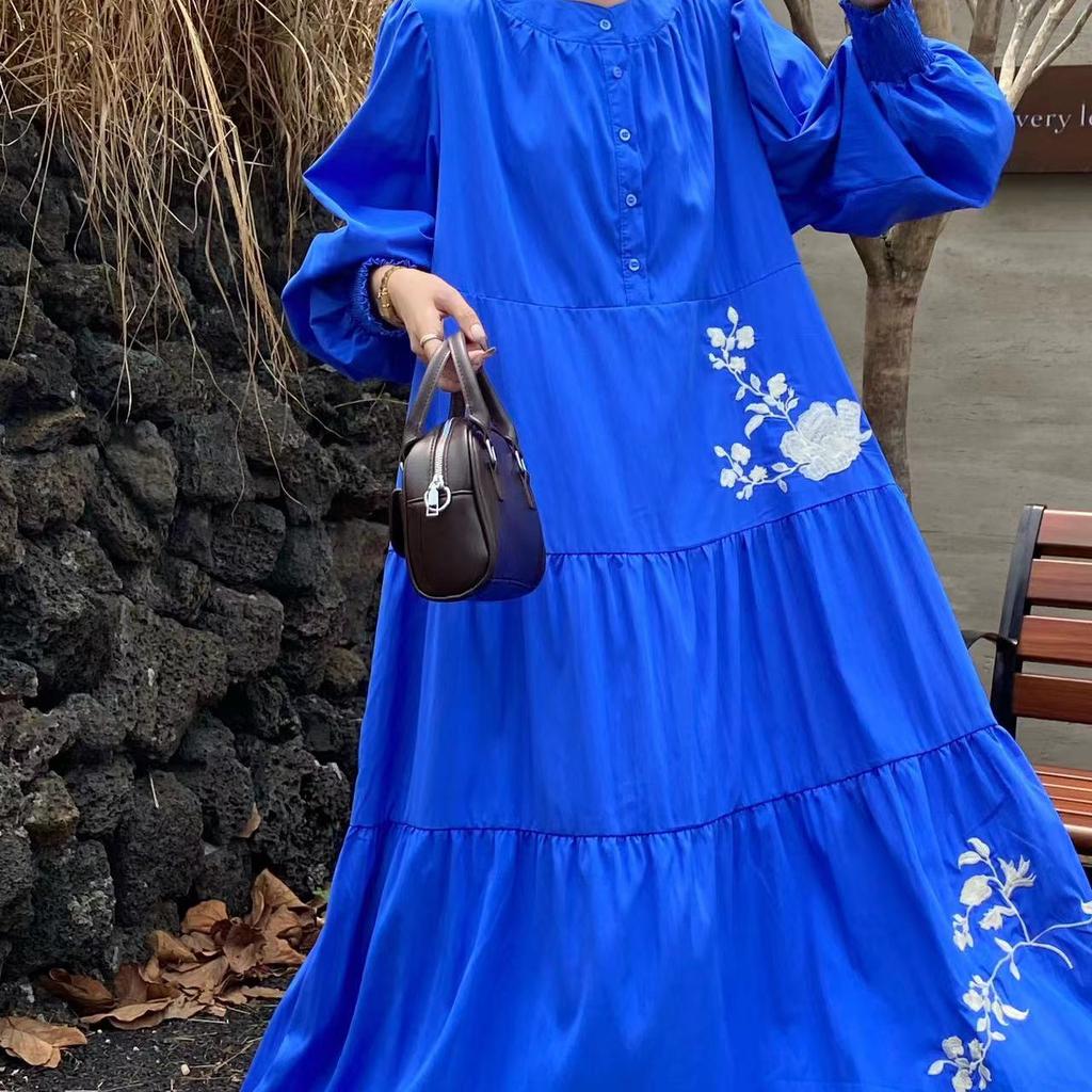 Jarní a podzimní nové etnické vyšívané šaty pro ženy volné šaty do A