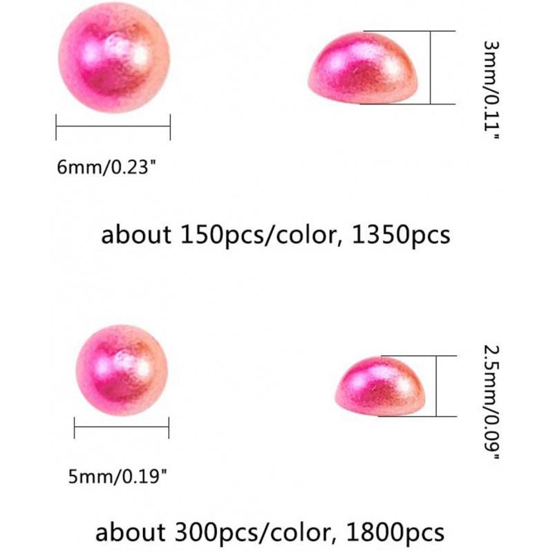 Black & White Gradient Semi-Circular Acrylic Pearl Nail Art Stickers