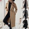 Women's Lapel Long Sleeve Wool Coat Straight Fit Solid Color Urban Commuter Long Overcoat