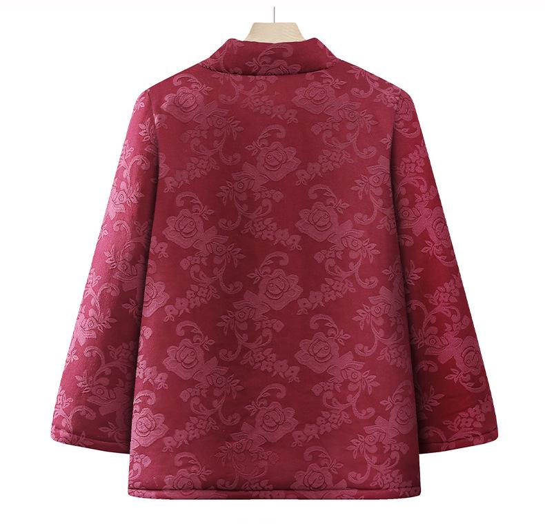 Warm Cotton Padded Jacket: Festive Tang Suit for Elderly Women - Perfect for Winter and Formal Occasions.