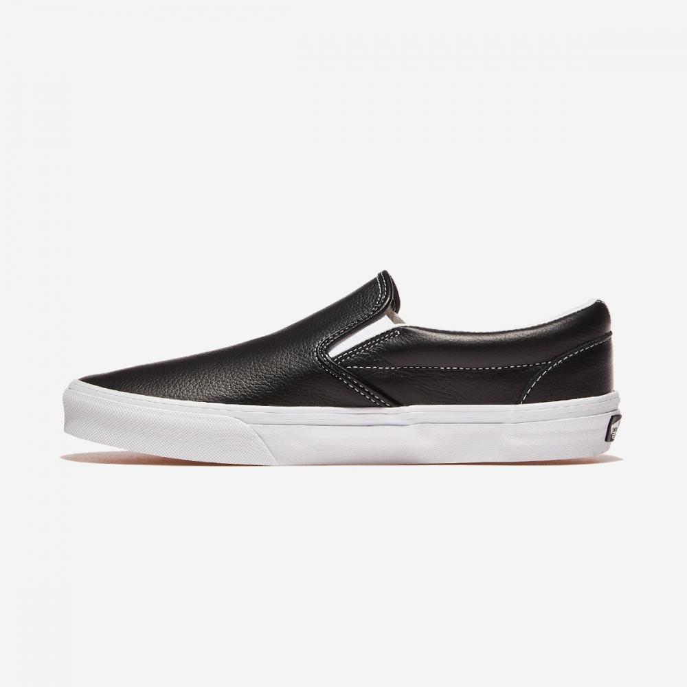 Vans Classic Slip On   Leather Black True White Vn000ct5bpb Leather Black True White