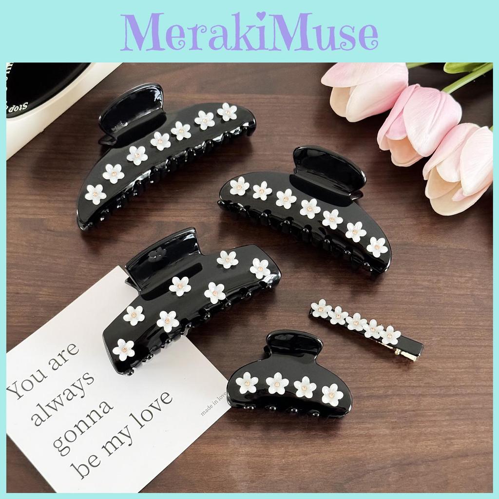 Elegant French Style Floral Hair Claw Large Size Acetate Rhinestone Clip For Women