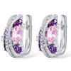 Cao Shi Romantic Pink Zircon X-Shaped Double-Layer Ear Cuffs