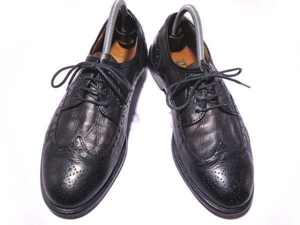 90s German Vintage / LLOYD All Leather Wingtip Dress Shoes Black /8 / 42 / 26.5cm/(USED)