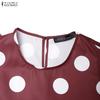 ZANZEA Women Casual Round Neck Polka Dot Print Loose Sleeveless Dress