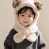 Windproof Kids Hat Hooded Scarf Thermal One-piece Pullover Hat Soft Winter Baby Hat