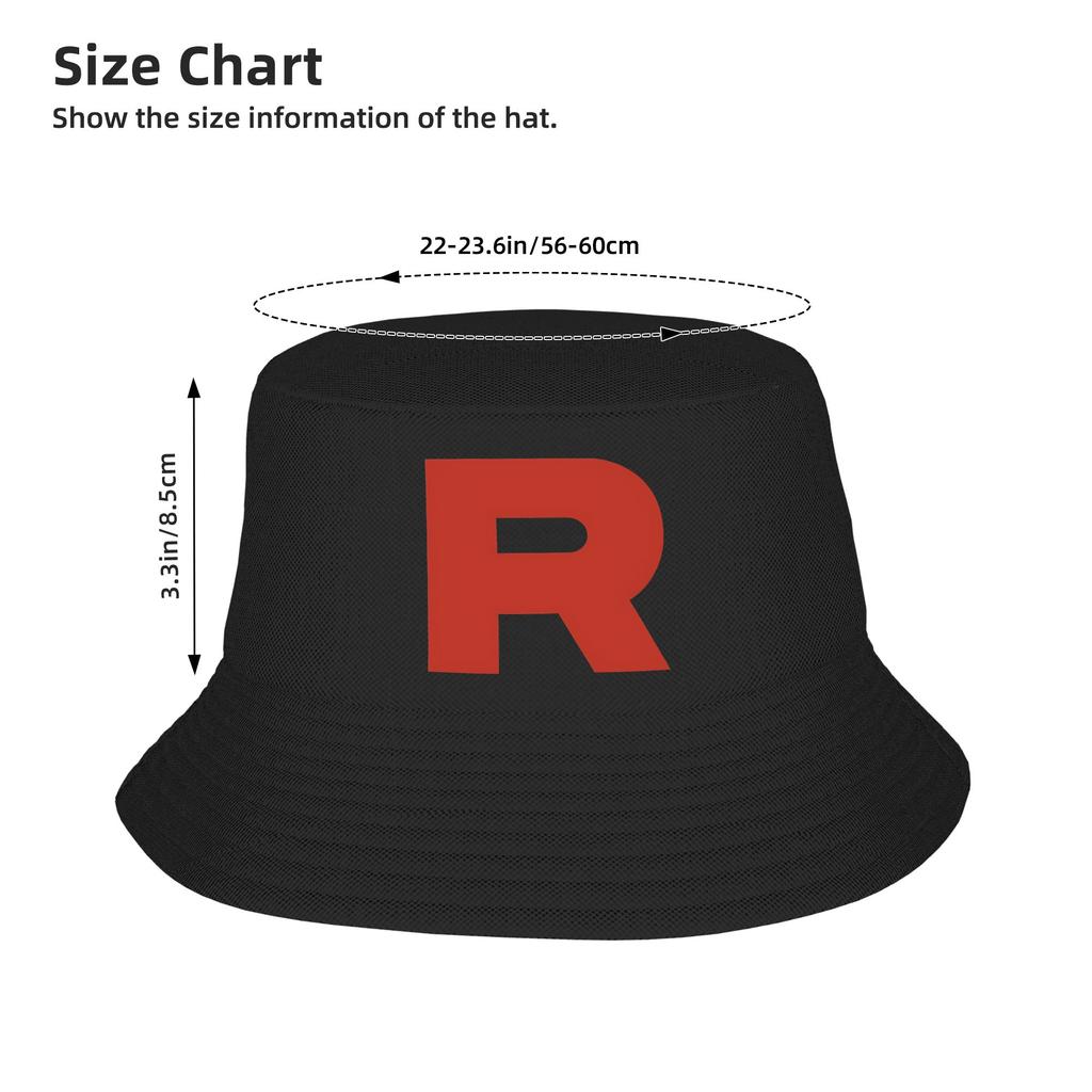 Team Rocket Bucket Hat Summer Funny Fisherman Hats For Men Women Foldable Fishing Caps Street Style Graphic Sun Hats
