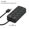 5302 4 In 1 USB 2.0 Hub With Individual Switches Plug and Play 4 Ports Splitter High Speed 480Mbps Data Transfer