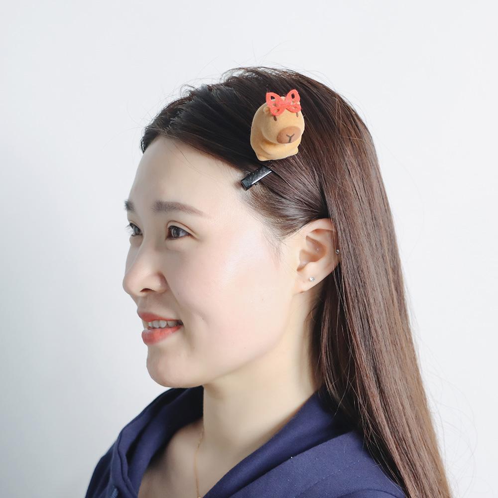 6pcs Cartoon Capybara Spring Hair Clip 3D Plush Duckbill Clip  New Year Gift