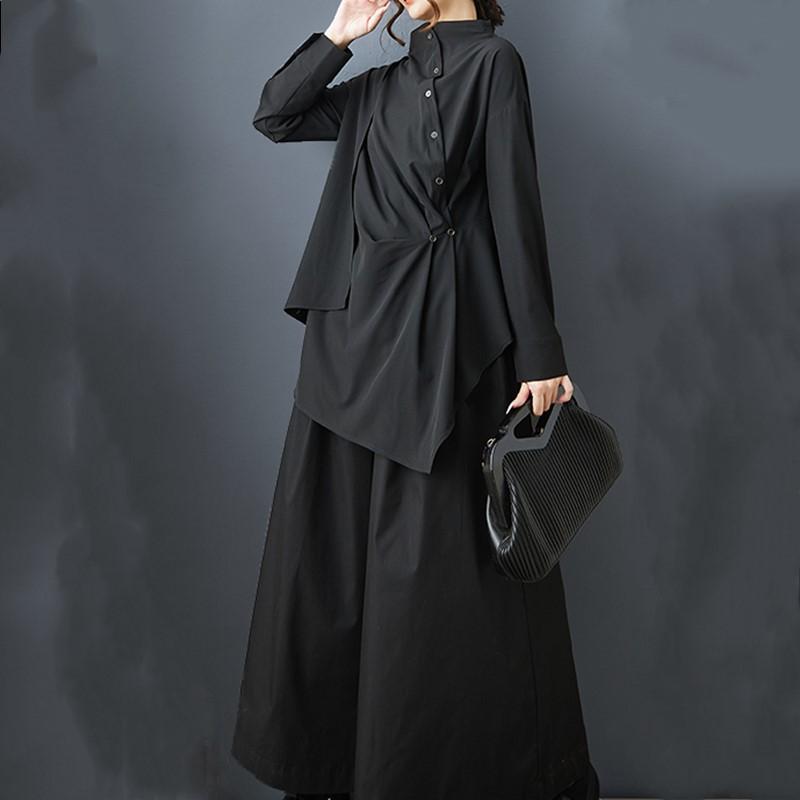 Long Sleeve Oversized Black Shirts & Blouses for Blouse Casual Loose Spring Autumn Tops Women Button Up Shirt