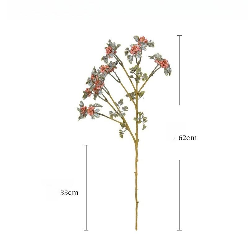 6pcs Plastic Autumn Green Plants Floral Simulation Lace Berry Branch Wedding Decoration Pink Raspberry Artificial Flowers