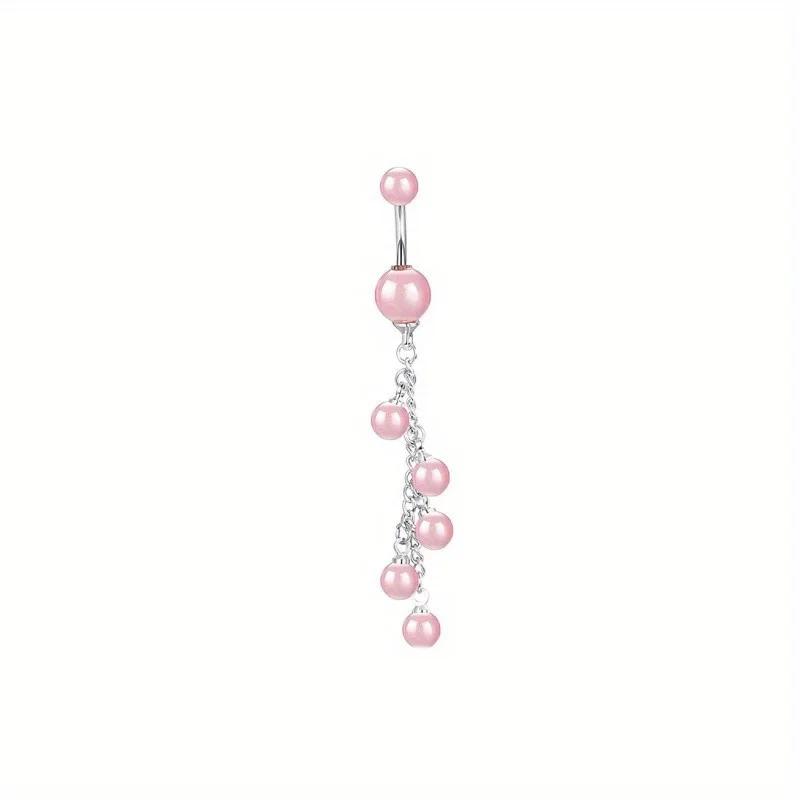 Bobisty 1Pc Stainless Steel Surgical Dangle Belly Button Rings for Women Curved Navel Barbell Body Piercing Fashion Jewelry