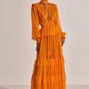 2023 Autumn Chiffon Ruffle Layered Long Dress for Women