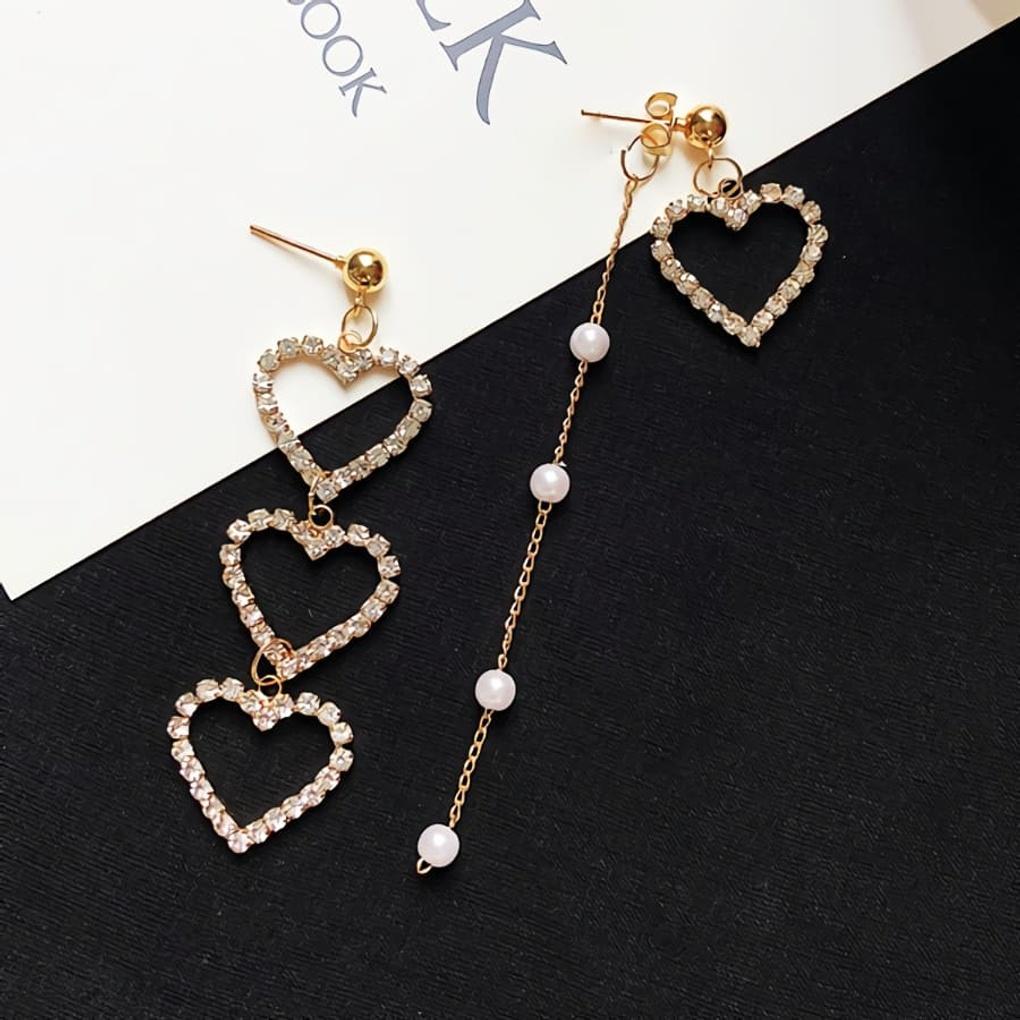 Women's Heart Cubic Zirconia Row Earrings