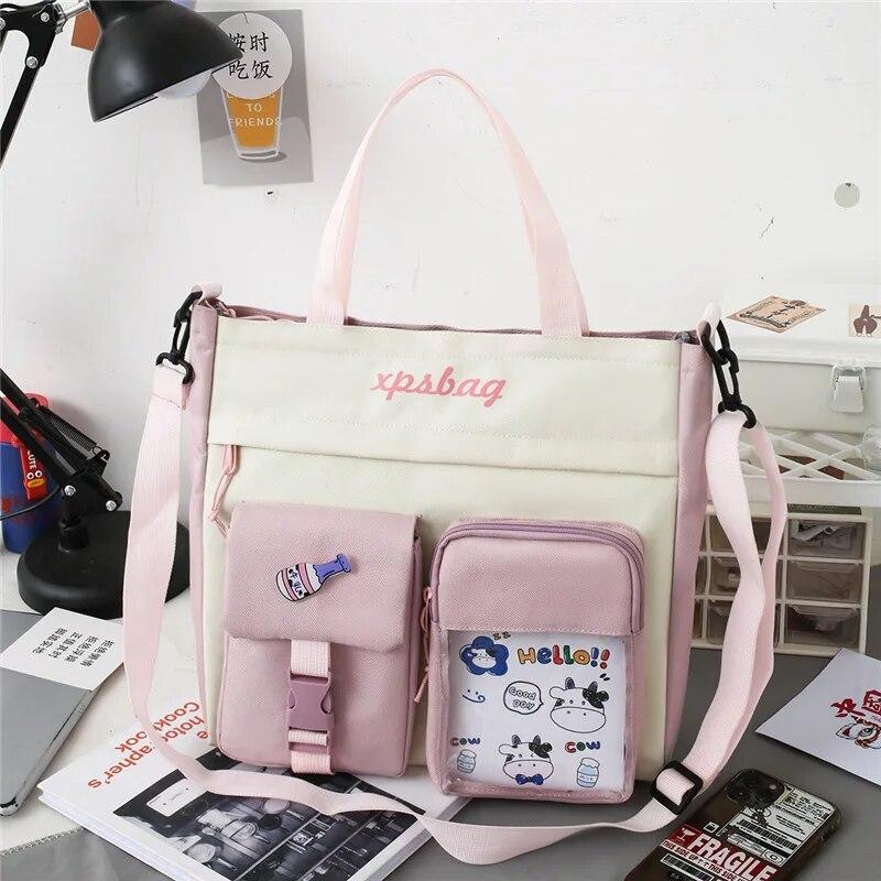 Flicka Handväska Hopfällbar Student Tote Shopping Bokväska