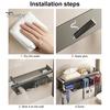 Hair Dryer Holder with Toothbrush Toothpaste Organizer Strong Load-bearing Easy To Install Wall Mount Blower Holder Shelf