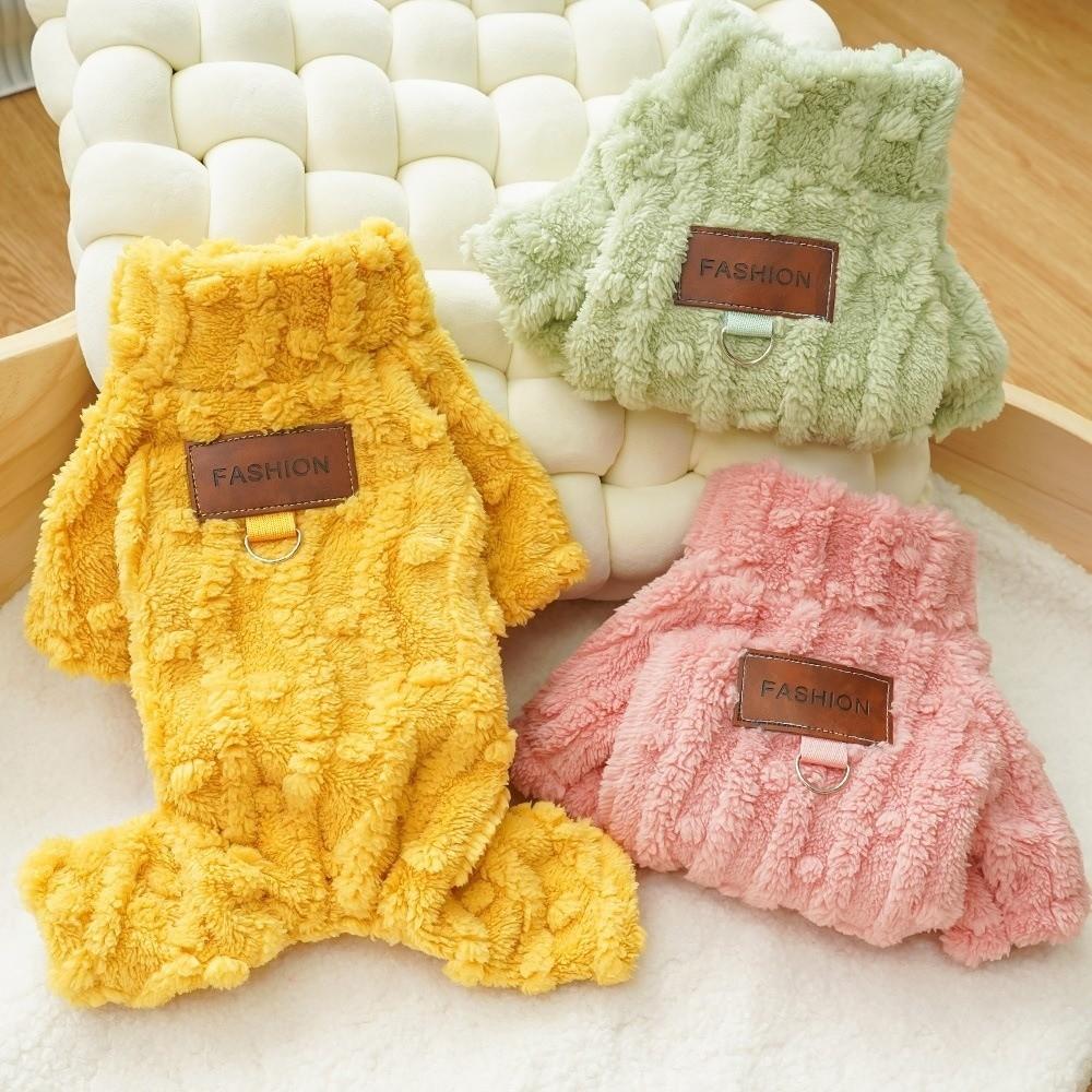 Plush Cat Winter Sweater Pink Green Yellow Pet Clothing New Fleece Jumpsuit  Indoor Wear
