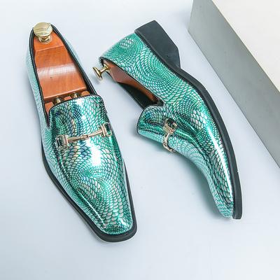 Fashion Luxury Banquet Dress Formal Shoes Pointed Low Cut High-end Business Casual Shoes for Men's Silver Men's Shiny Leather Shoes