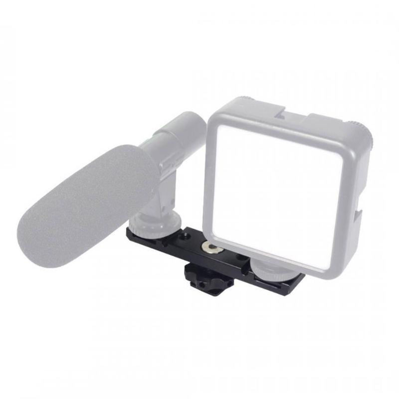 Professional Aluminum Double Hot Shoe Bracket For DSLR Camera Photography LED Video Light Microphone Accessories