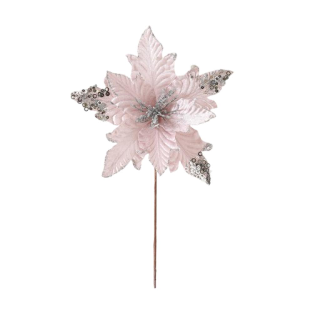 

Large Artificial Christmas Flower Sequins Simulated Flower Head Happy New Year Gifts розовый