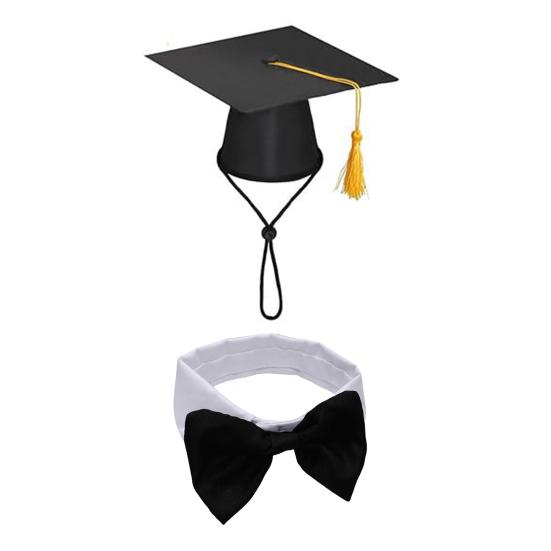 Yousheng 1 Set Lawn Goose Graduation Outfits Black Bachelor Hat Bowknot Tie Outdoor Yard Paty Goose Statue Decoration Dress-up Clothing Costume