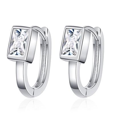 Orecchini Quadrati in Argento Sterling 925 con Zirconi per Donna Accessori di Gioielleria di Lusso di Design Tendenza
