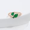 Kinel Green Leaf Zircon Rings For Women Rose Gold Color Daily Jewelry