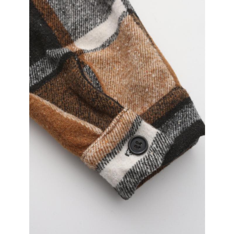 Spring and Autumn New Style Elegant Lapel Checkered Men's Shirt Retro Brushed Casual Long Sleeve Jacket