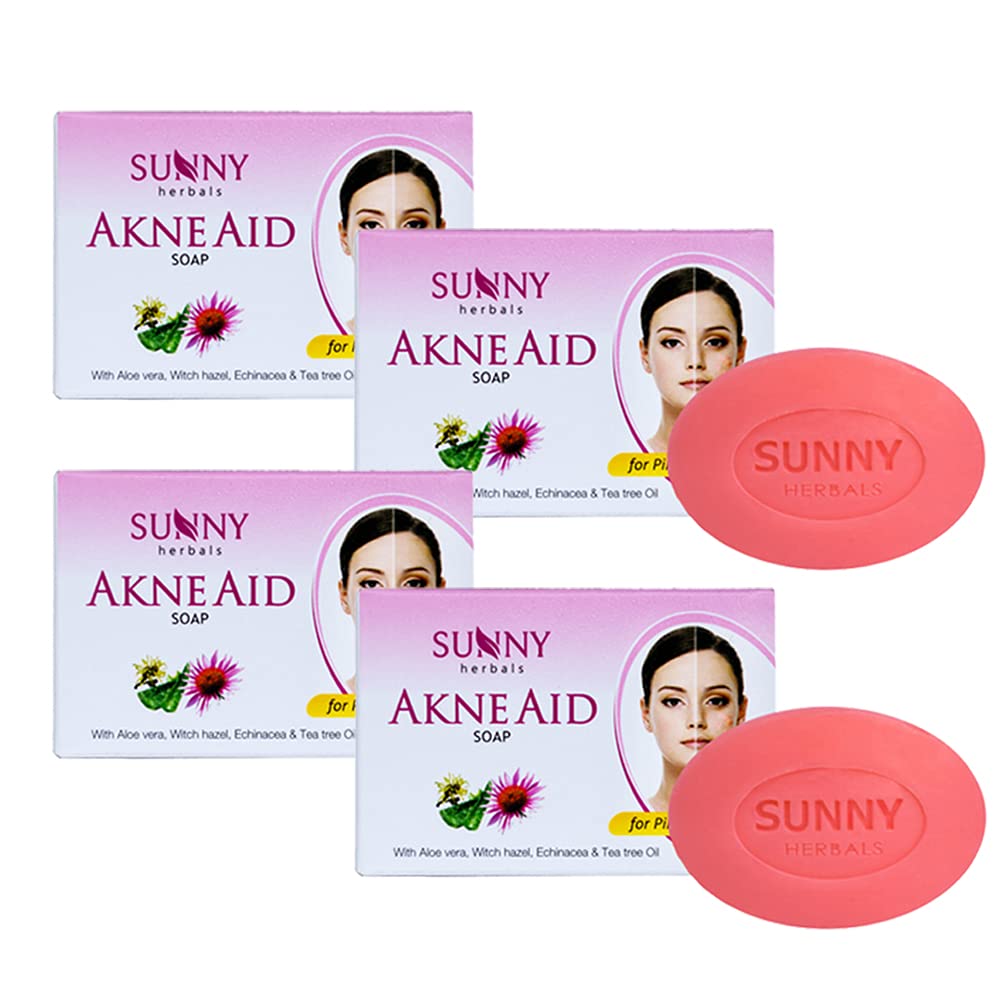 Sunny Akne Aid Soap Pack of 4 X 75 gm | Herbal Acne Soap for Oily Skin, Oil Control & Smooth Skin Rejuvenation