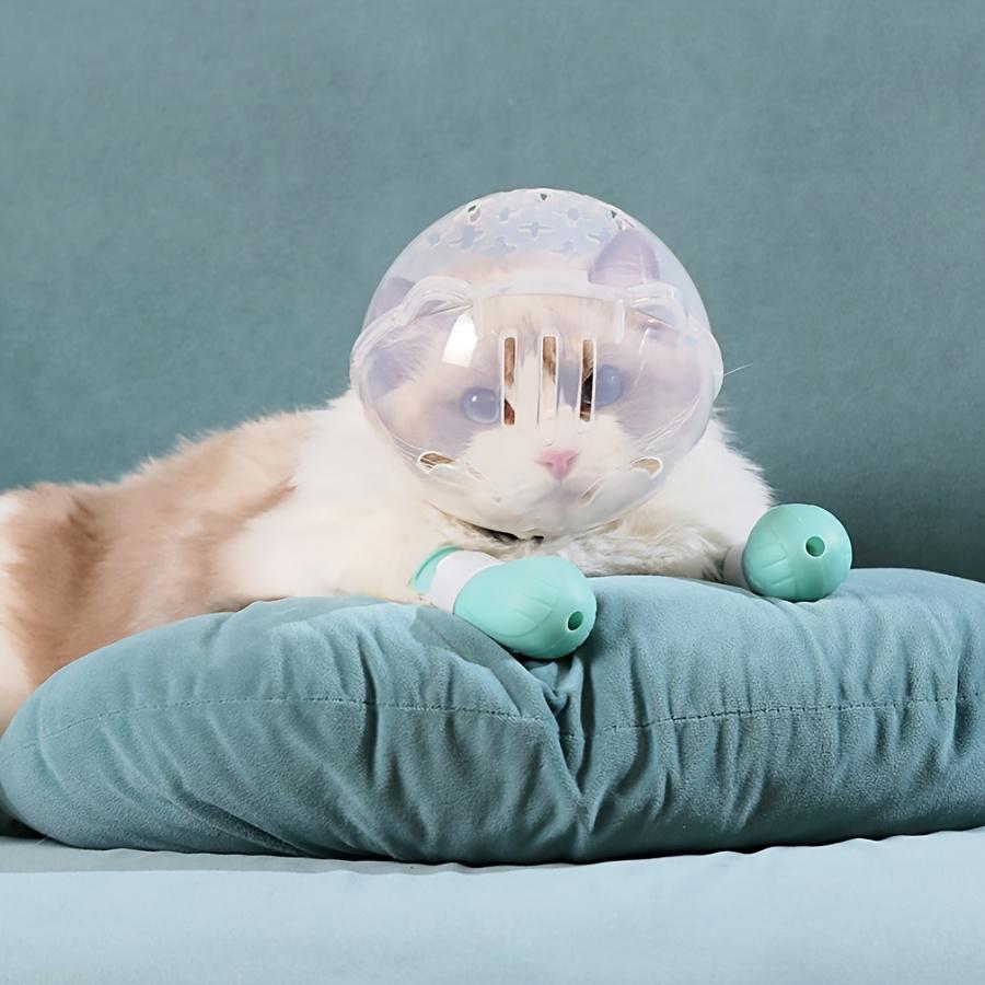 [Breathable Anti-Bite Cat Helmet] Stress-Free, Breathable Cat Helmet - Anti-Bite & Lick, Transparent Pet Space Headgear for Bathing and Grooming