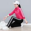 Spring and Autumn Large Size Korean Version of Sports Suit Women, New High-end Temperament Foreign Style Stand-up Collar Sweater Set a Complete Set