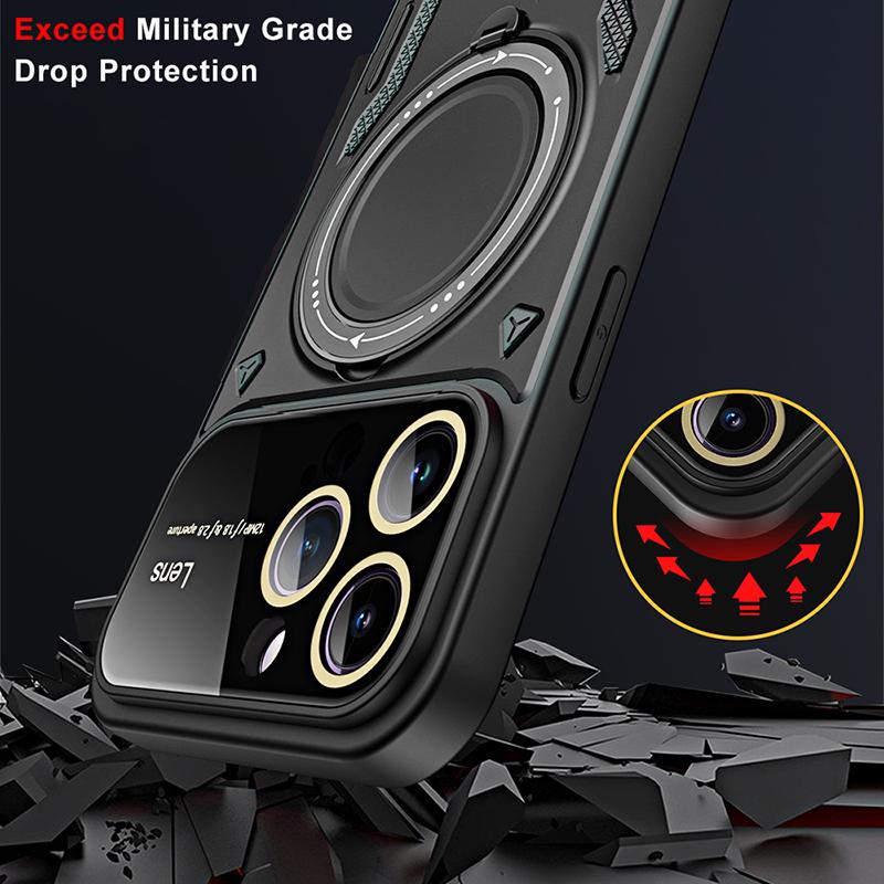 Armor Matte Case For iphone 11 12 13 14 15 16 17 Pro Max 16 Pro Cover Ring Magnetic Stand Holder Shockproof Shell Coque Fundas
