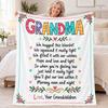 Personalized Grandma Blanket, Custom Grandkids Hug Throw, Mother's Day Gift for Grandma, Floral Family Fleece Keepsake