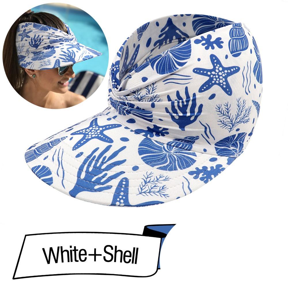 New Anti-UV Summer Visors Hat Flora Printing Breathable Empty Top Hat Empty Top Wide Large Brim Sun Hat Woman