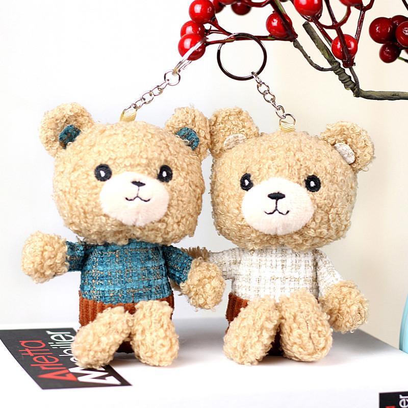 Adorable Mini Plush Teddy Bear Keychain Short Plush Stuffed Toy Bag Accessory