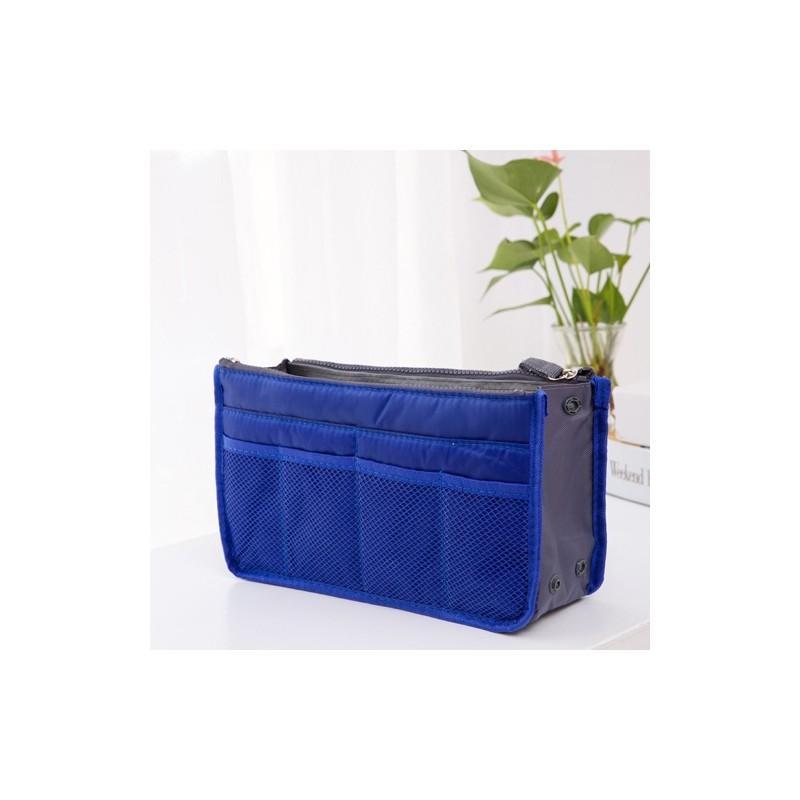 Multicolor Polyester Travel Makeup Bag With Double Zippers For Organizing Cosmetics And Toiletries