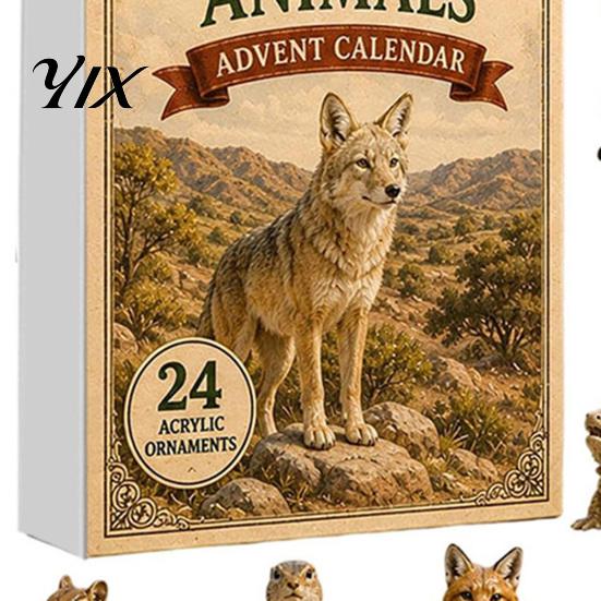 Vzdelávacie zvieracie hračky Zvieratá Adventný kalendár 2026, 24-dňové vianočné odpočítavanie s 24 ks 2D párty darčekmi Akrylové divoké prívesky, Sviatok
